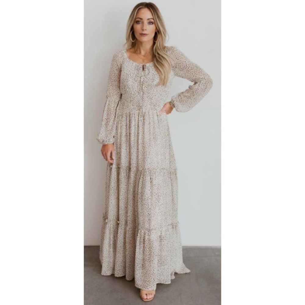 Baltic Born Cream Maxi Tiered Floral Dress